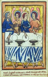 Abraão e os três anjos, de um livro de imagens bíblicas, c.1250